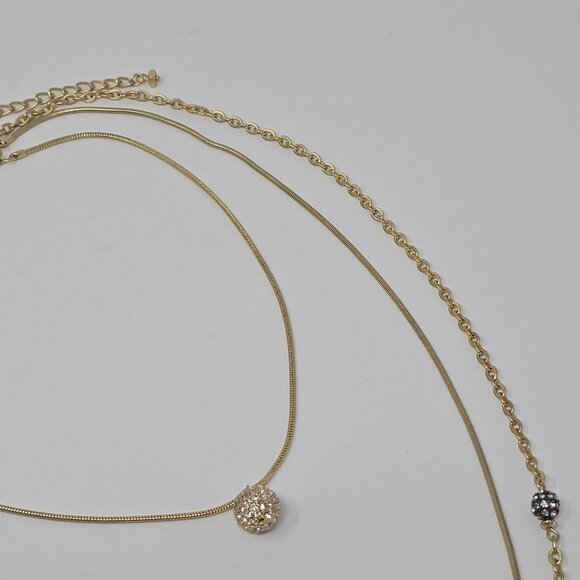 Chico’s Gold Tone Convertible 3 Strand Crystal Ball Layered Statement Necklace - Picture 13 of 15